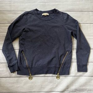Michael Kors Navy crewneck with Gold logo Zippers